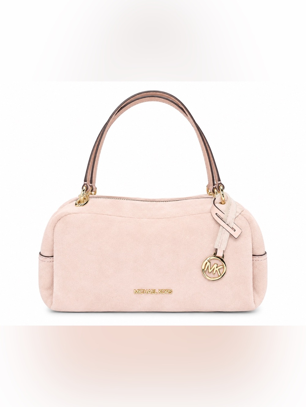 Michael Kors Rose Pink Suede Shoulder Bag with Gold Hardware